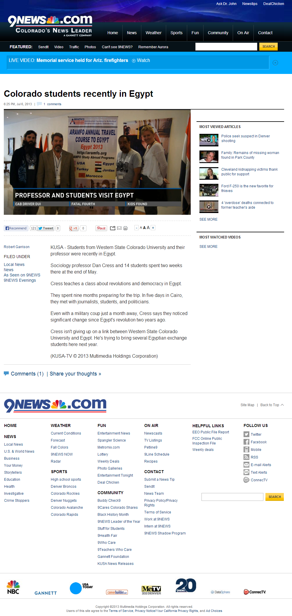 Colorado Students Recently in Egypt  9news.com