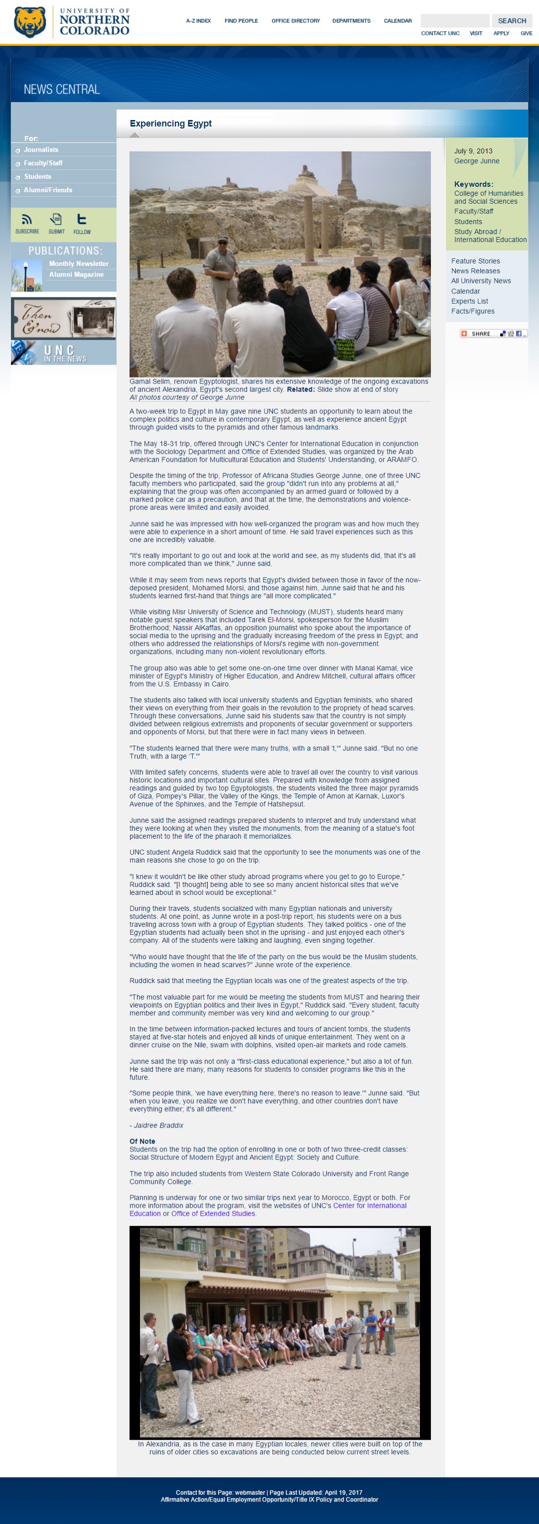 The University of North Carolina Dr. George June UNCO Article